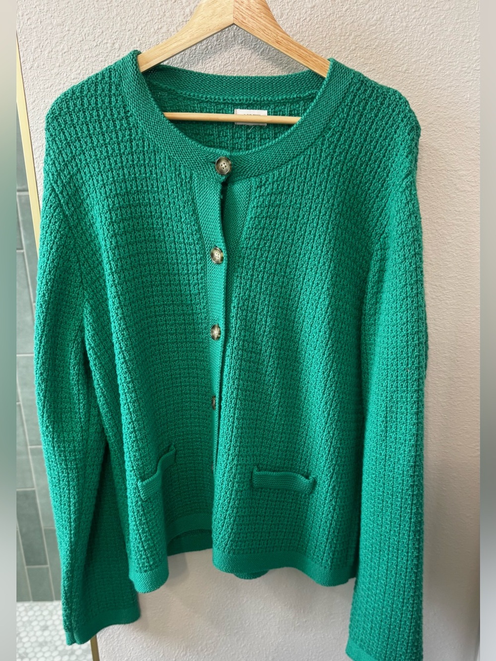 J. Crew Factory Kelly Green Sweater Cardigan Size XL - Picture 4 of 9